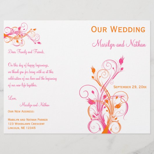 Programma voor Oranje, Roze en Witte Floral Weddin (Voorkant)