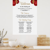 Programma voor rode en goudpleisters voor bruiloft poster (Keuken)