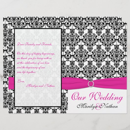 Programma voor roze, witte en zwarte bruiloft (Voorkant / Achterkant)