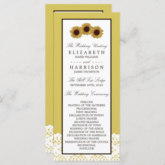 Programma voor zonnebloemen en weddenschappen (Voorkant / Achterkant)