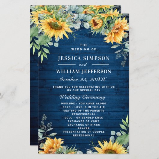 Programma voor zonnebloemen Eucalyptus Weddenschap (Voorkant / Achterkant)