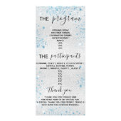 Programmapartij zilverblauw glitterstof reclamekaart (Voorkant)