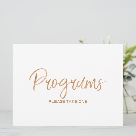 "Programma's" Huwelijk Bord | Stijlvolle Gouden Ro Kaart (Staand voorkant)