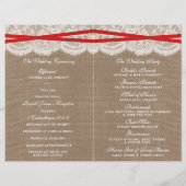 Programma's van het Rustic Red Bow Wedding Collect (Achterkant)