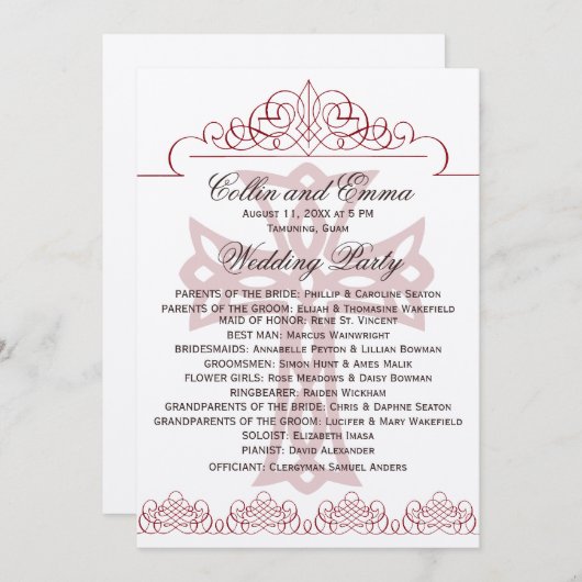 Programma's voor grensoverschrijdende bruiloft (Voorkant / Achterkant)