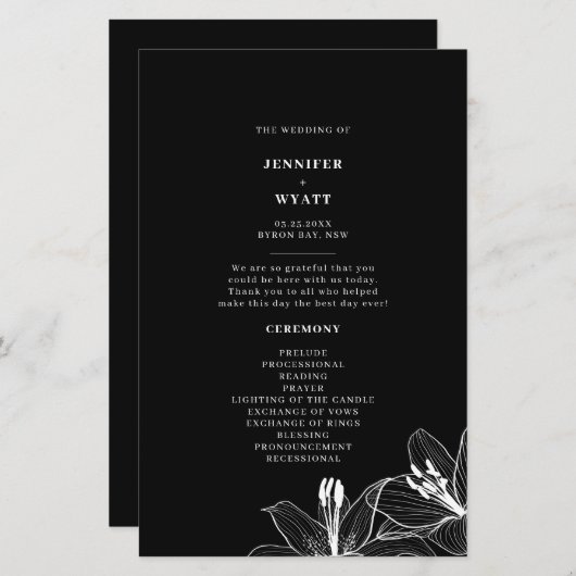 programma's voor het huwelijk van zwarte en witte  (Voorkant / Achterkant)