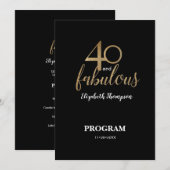 Programme 40 ans et fabuleux 40e Anniversaire Doré Paillette (Devant / Derrière)
