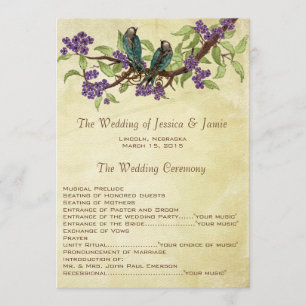 Programme 5 x 7 Inséparables Vintages Tea Stain Wedding Prog