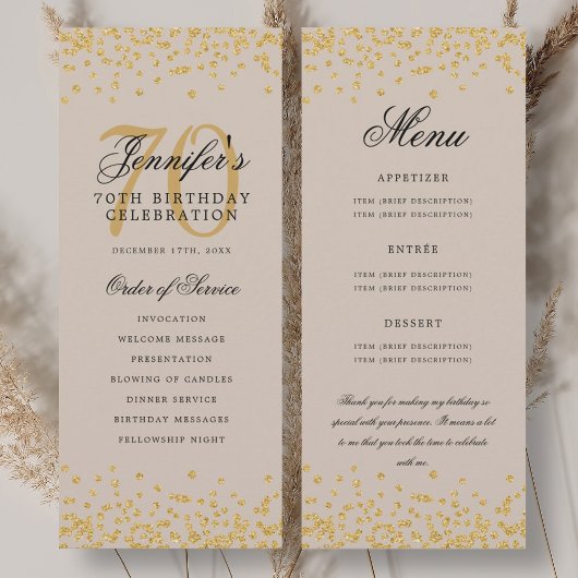 Programme 70e Anniversaire Menu Merci U Gold Champ