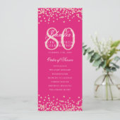 Programme 80e anniversaire Menu Rose Gold Hot Pink (Debout devant)