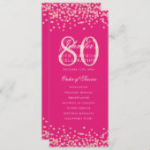 Programme 80e anniversaire Menu Rose Gold Hot Pink (Devant / Derrière)