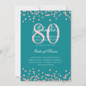 Programme 80e anniversaire Menu Rose Gold Turquois (Devant)