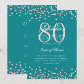 Programme 80e anniversaire Menu Rose Gold Turquois (Devant / Derrière)
