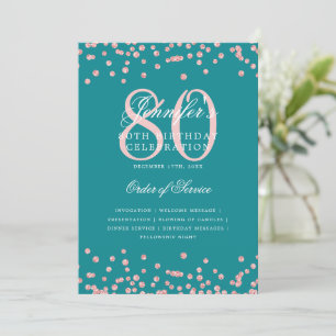 Programme 80e anniversaire Menu Rose Gold Turquois