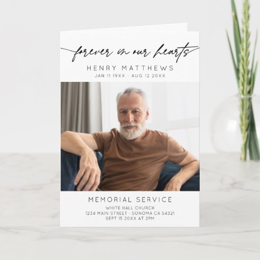Programme À jamais dans nos cœurs Ordre du service funéraire (Devant)