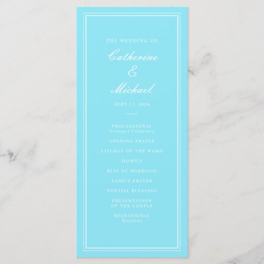 Programme Absolute Classic Script Bright Aqua Mariage (Devant)