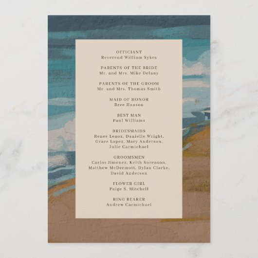 Programme Abstrait Coastal Chic Mariage moderne (Dos)