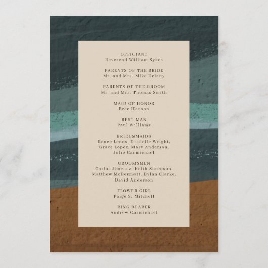 Programme Abstrait Coastal Chic Mariage moderne (Dos)
