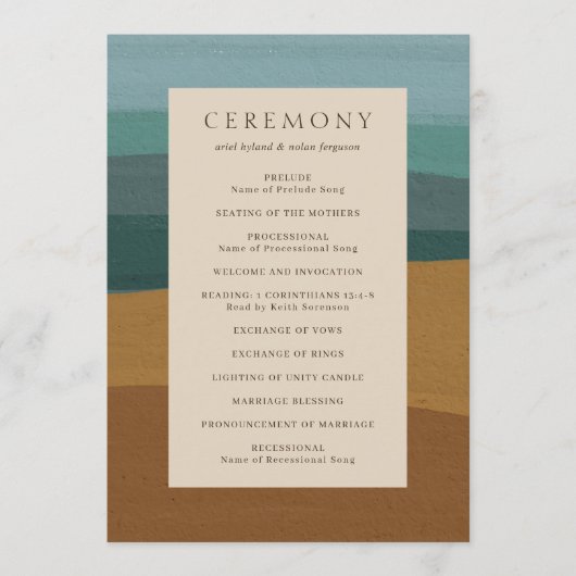 Programme Abstrait Coastal Chic Mariage moderne (Devant)