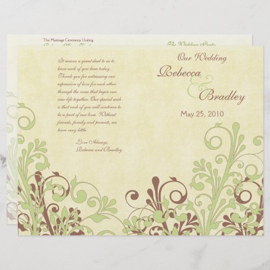 Programme Abstrait de mariage vert et Brown (Devant / Derrière)