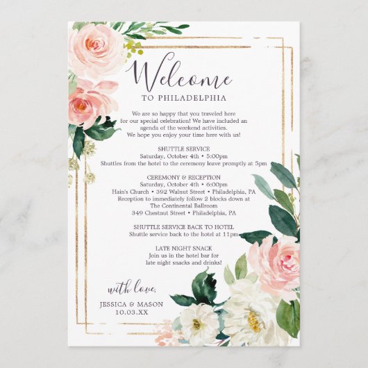 Programme Airy Blush Mariage Itinéraire - Mariage Bienvenue (Devant)