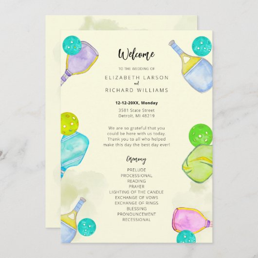 Programme Amoureux de sport Aquarelle Mariage sur le thème d (Devant / Derrière)