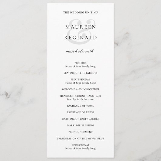 Programme Ampersand élégant Mariage traditionnel (Devant)