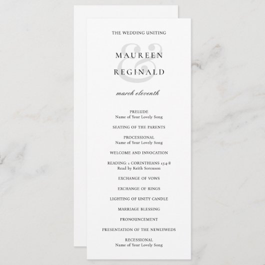 Programme Ampersand élégant Mariage traditionnel (Devant / Derrière)