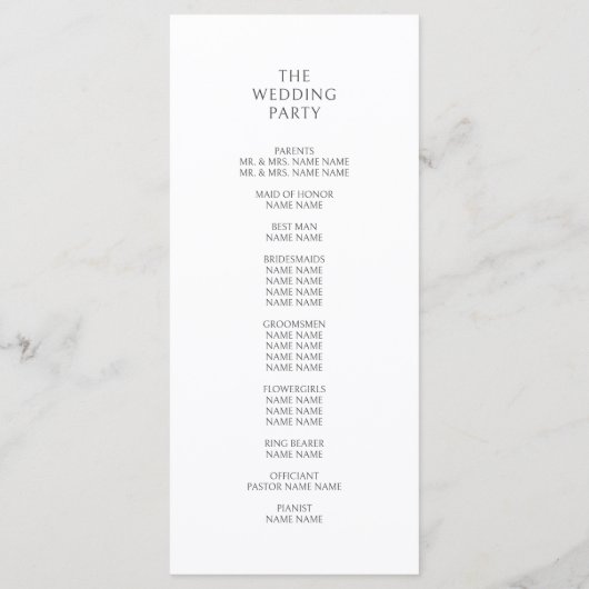 Programme Ampersand Monogram Mariage noir et blanc (Dos)