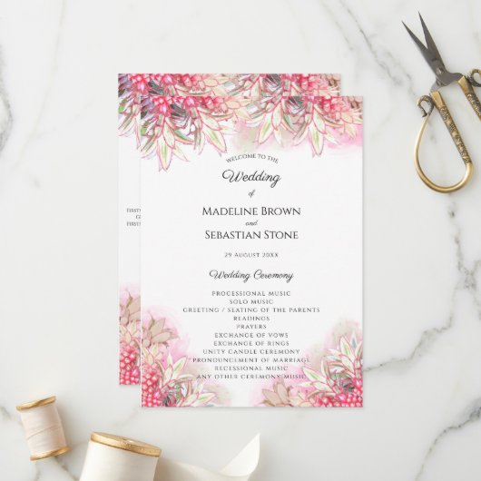 Programme Ananas rose exotique Mariage (Devant/Arrière en situation)