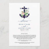 Programme Ancre Floral Nautique Été Mariage Itinéraire (Devant)