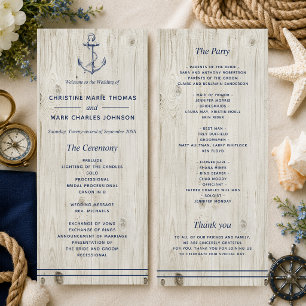 Programme Ancre nautique Mariage de bois rustique
