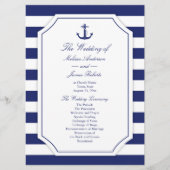Programme Ancre nautique Marine Blue Stripe Wedding Programm (Devant)