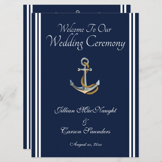 Programme Ancre nautique - Marine & White Mariage Service (Devant / Derrière)