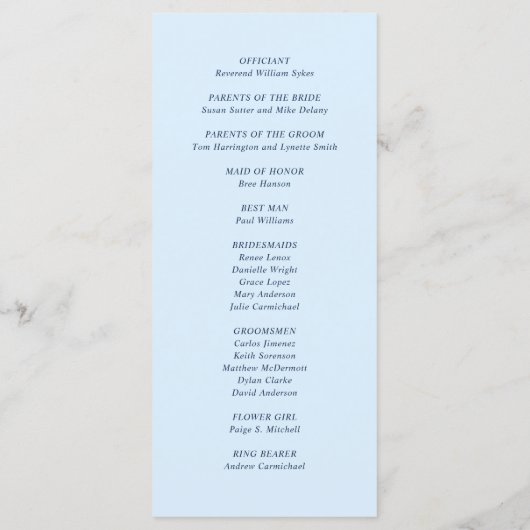 Programme Andrea Sky Blue Mariage élégant (Dos)