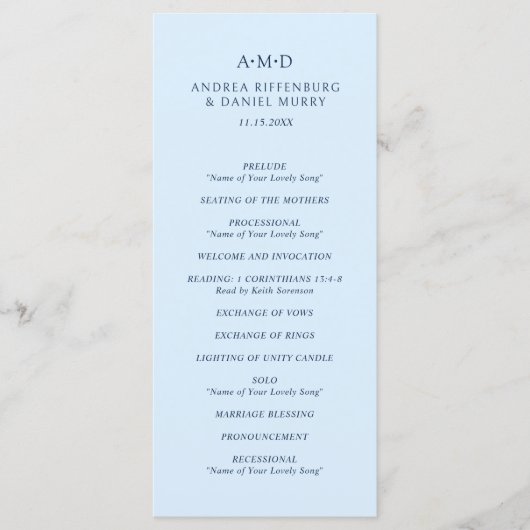 Programme Andrea Sky Blue Mariage élégant (Devant)