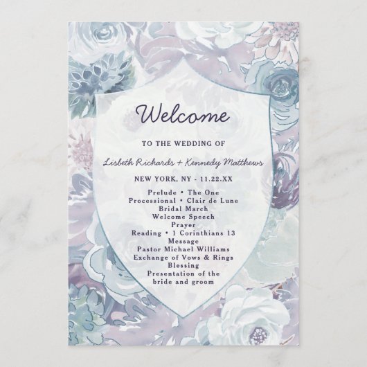 Programme Annabelle Vintage Floral Crest Cérémonie Mariage (Devant)