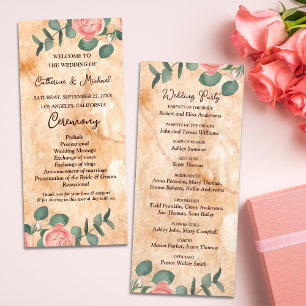 Programme Anneaux d'écorce en bois rustique Aquarelle rose R