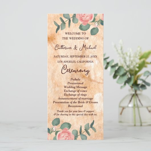 Programme Anneaux d'écorce en bois rustique Aquarelle rose R (Debout devant)