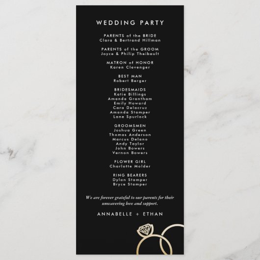 Programme Anneaux d'or moderne sur Black Custom Wedding Prog (Dos)