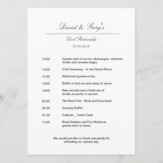 Programme Anneaux entrelacés or BLK - Ordre du jour/Cérémoni (Dos)