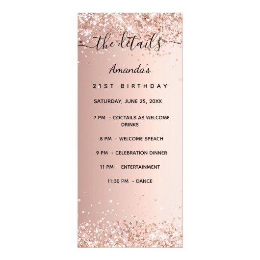 Programme anniversaire rose or photo faits amusant (Devant)