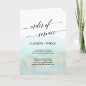 Programme Aqua et or Aquarelle Ordre de service Mariage (Devant)