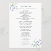 Programme Aquarelle Bleu délicat Mariage floral plat (Dos)