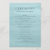 Programme Aquarelle bleu moderne Mariage élégant (Devant)