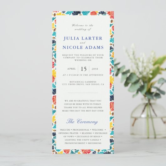 Programme Aquarelle bleu naturel Jaune Mariage de tournesols (Debout devant)