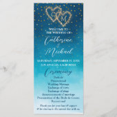 Programme Aquarelle Bleu Océan Vagues Avec Mariage Monogramm (Devant)