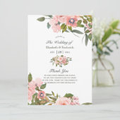 Programme Aquarelle Blush Pink et Rose Gold Rose Mariage (Debout devant)