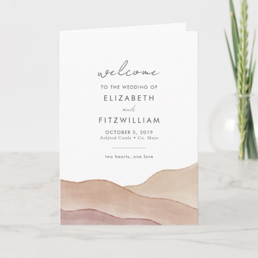 Programme Aquarelle Boho Abstraite | Cérémonie de mariage (Devant)