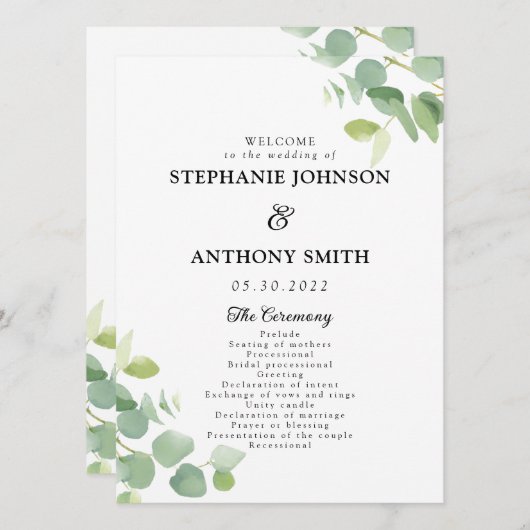 Programme Aquarelle botanique Eucalyptus Feuille Mariage (Devant / Derrière)